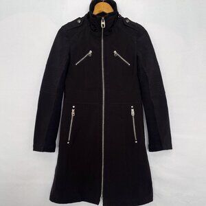 Miss Sixty Y2K Full Zip Coat Zippered Pockets Stand Up Collar Size XS Black